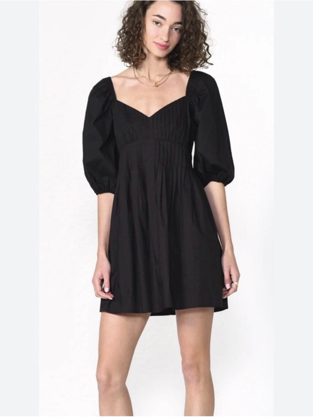 Greylin Poplin Mini Dress Green Puff Sleeve size xs